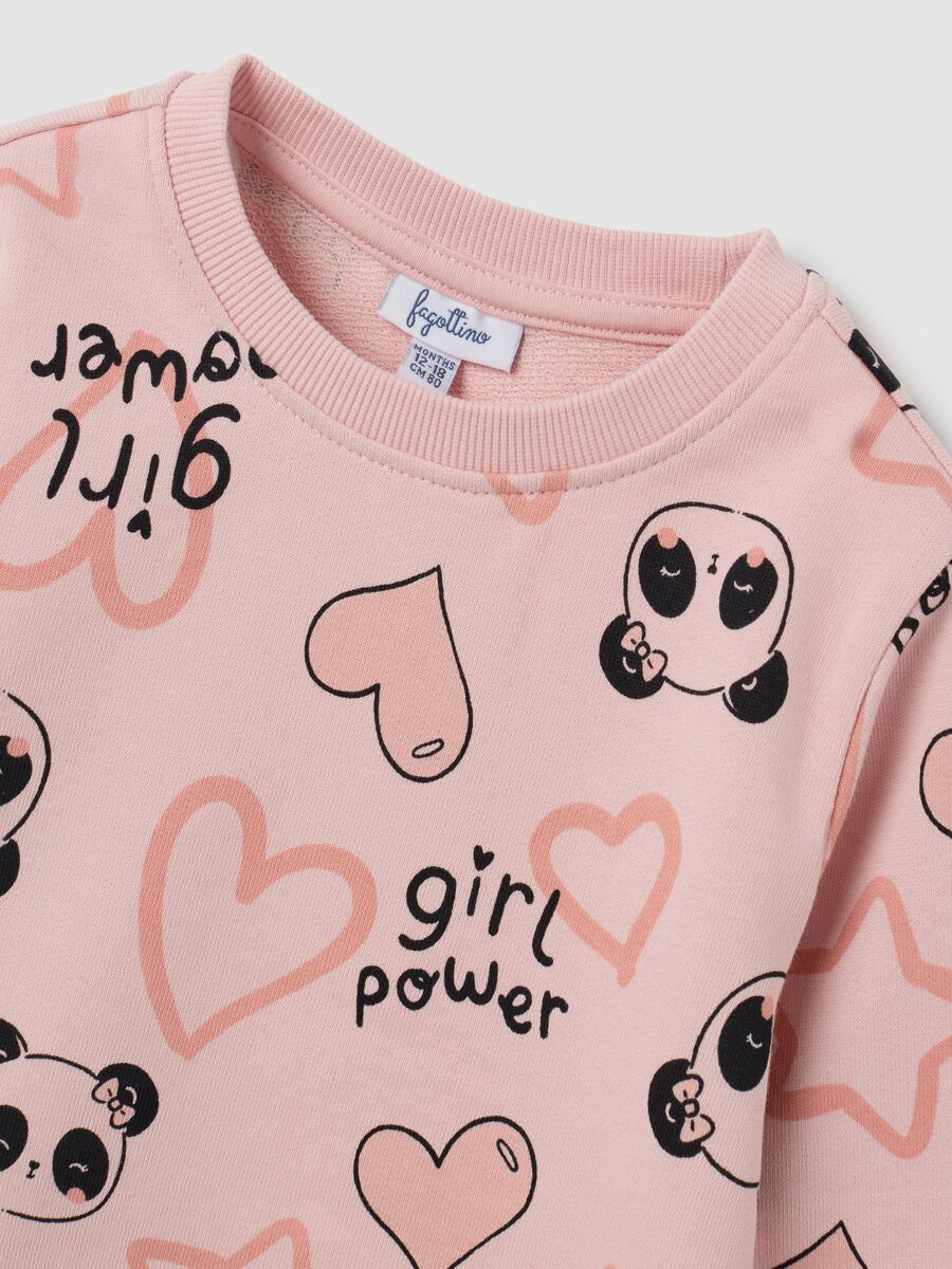 Felpa da bambina in puro cotone rosa regular fit con stampa_2