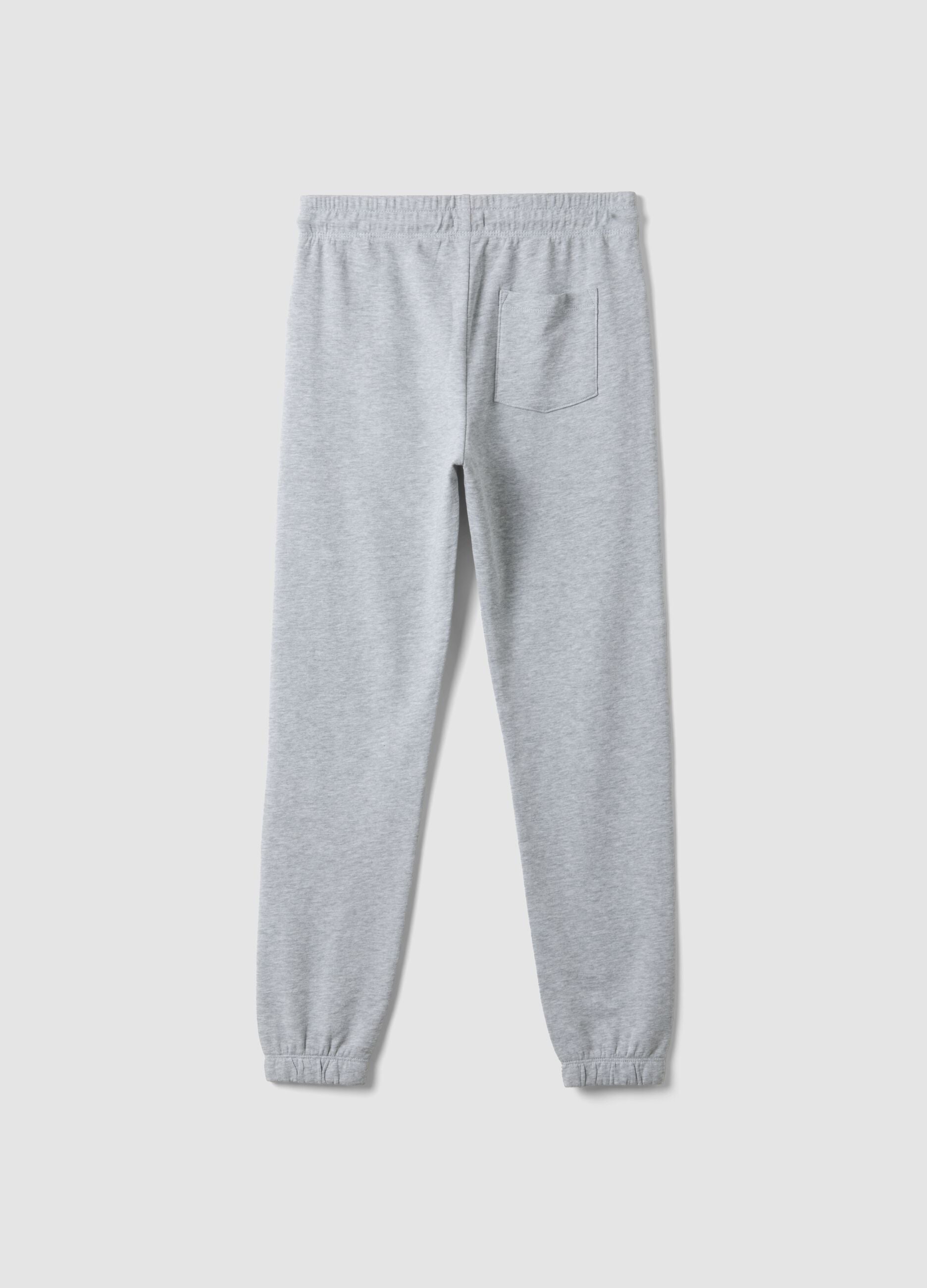 Grey pure cotton joggers with varsity print for boys