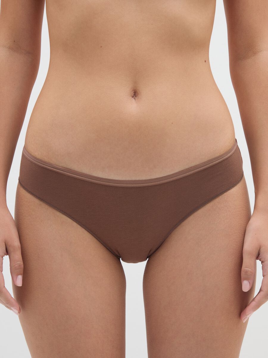 Multipack Set of Brown Stretch Cotton Briefs_1
