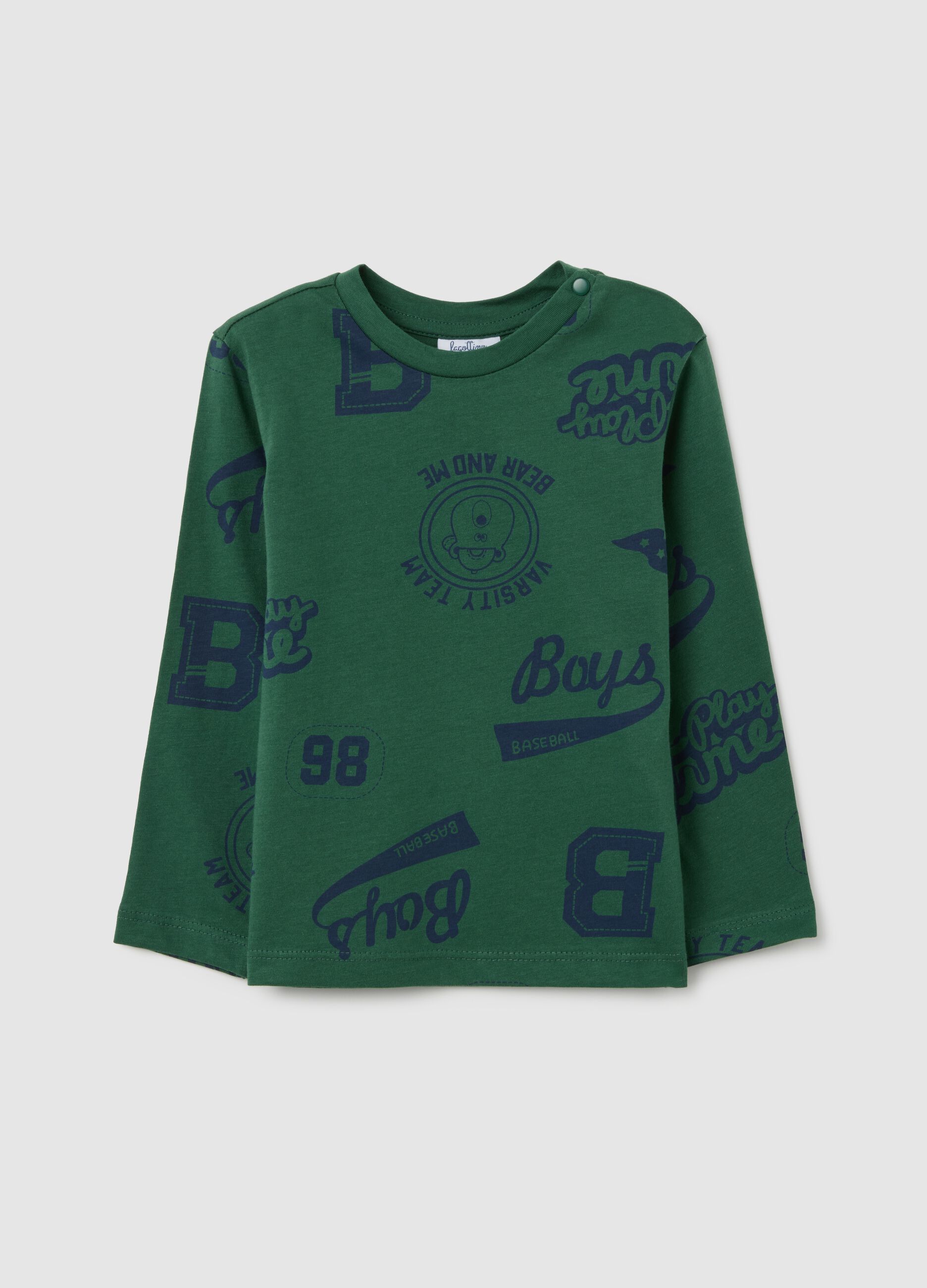 Children's green pure cotton T-shirt in regular fit
