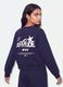 Blue cotton-blend crew-neck sweatshirt with print_0
