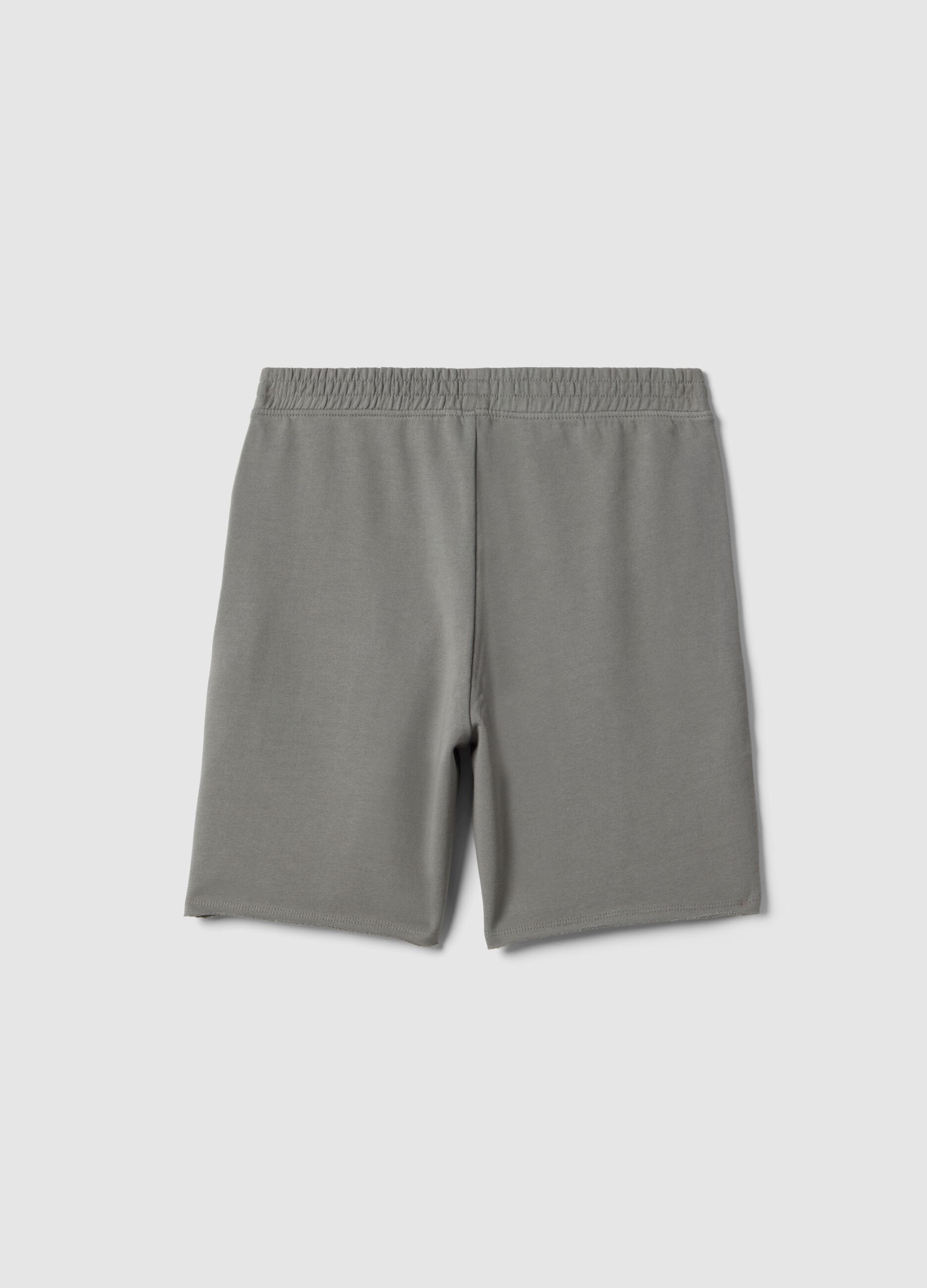Oversize fit grey pure cotton shorts for boys