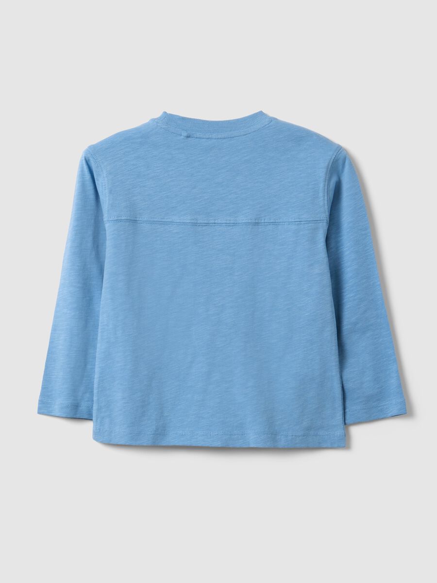 Boys&rsquo; light blue pure cotton T-shirt with chest pocket, oversized fit_1