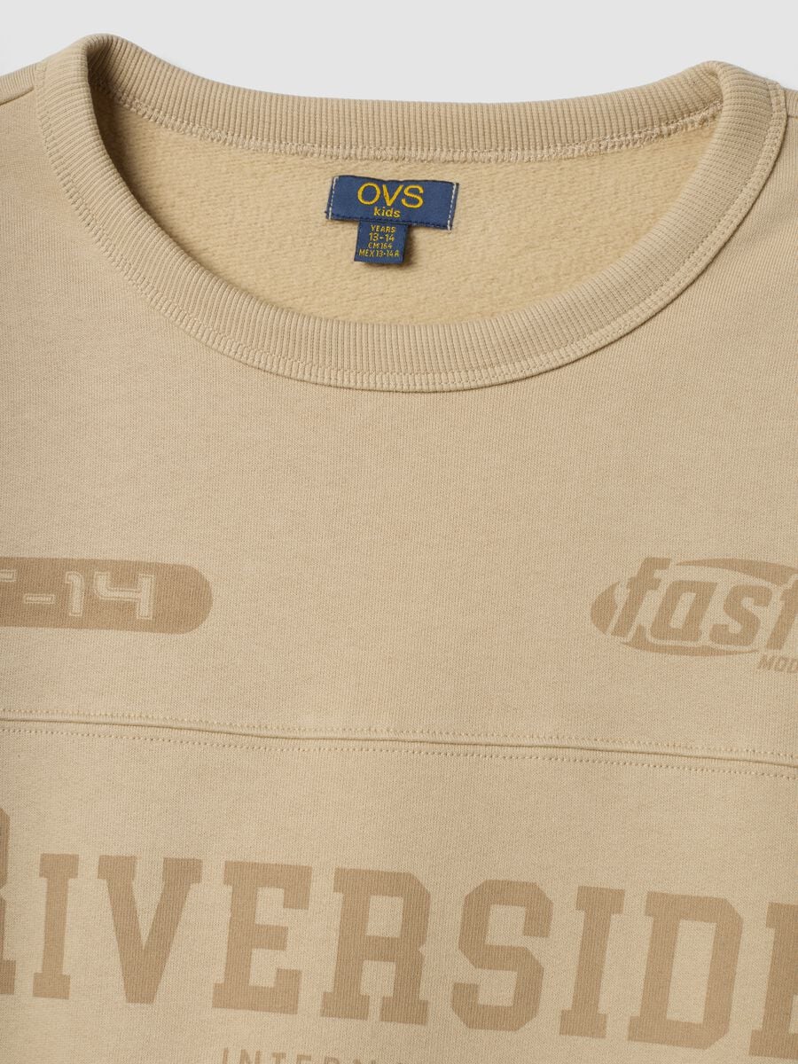 Beige organic cotton crew-neck sweatshirt_1