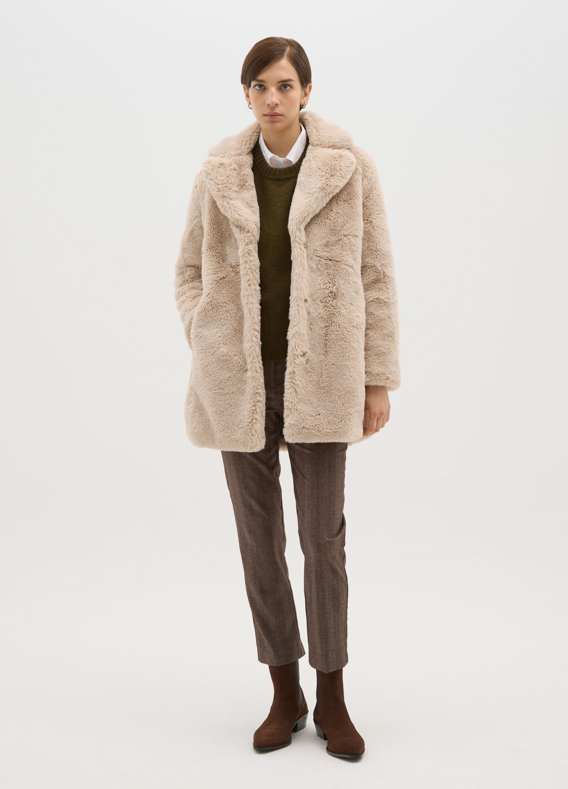 Heavy beige jacket regular fit