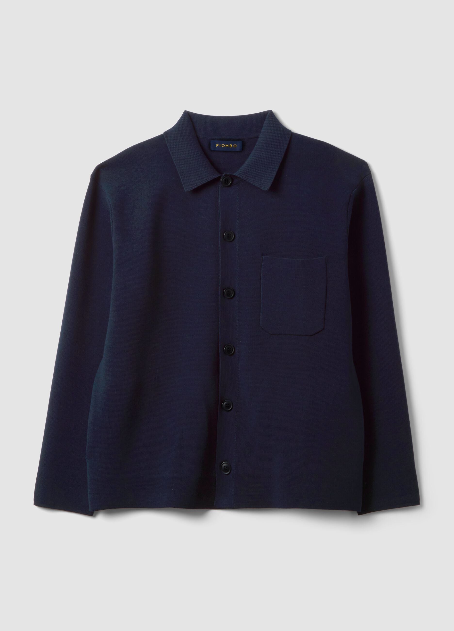 Blue regular-fit cotton-blend cardigan with collar