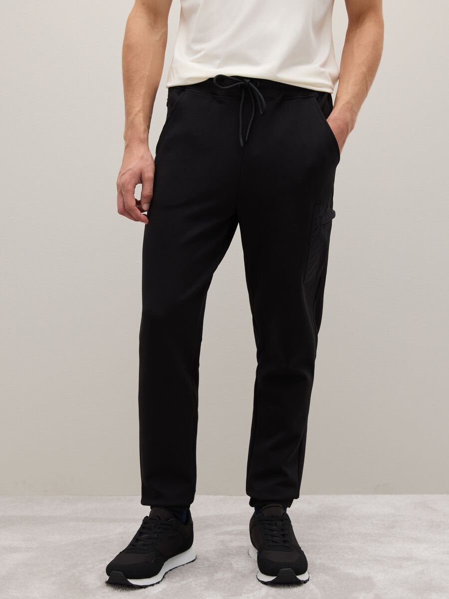 Black cotton blend trousers with regular fit_1
