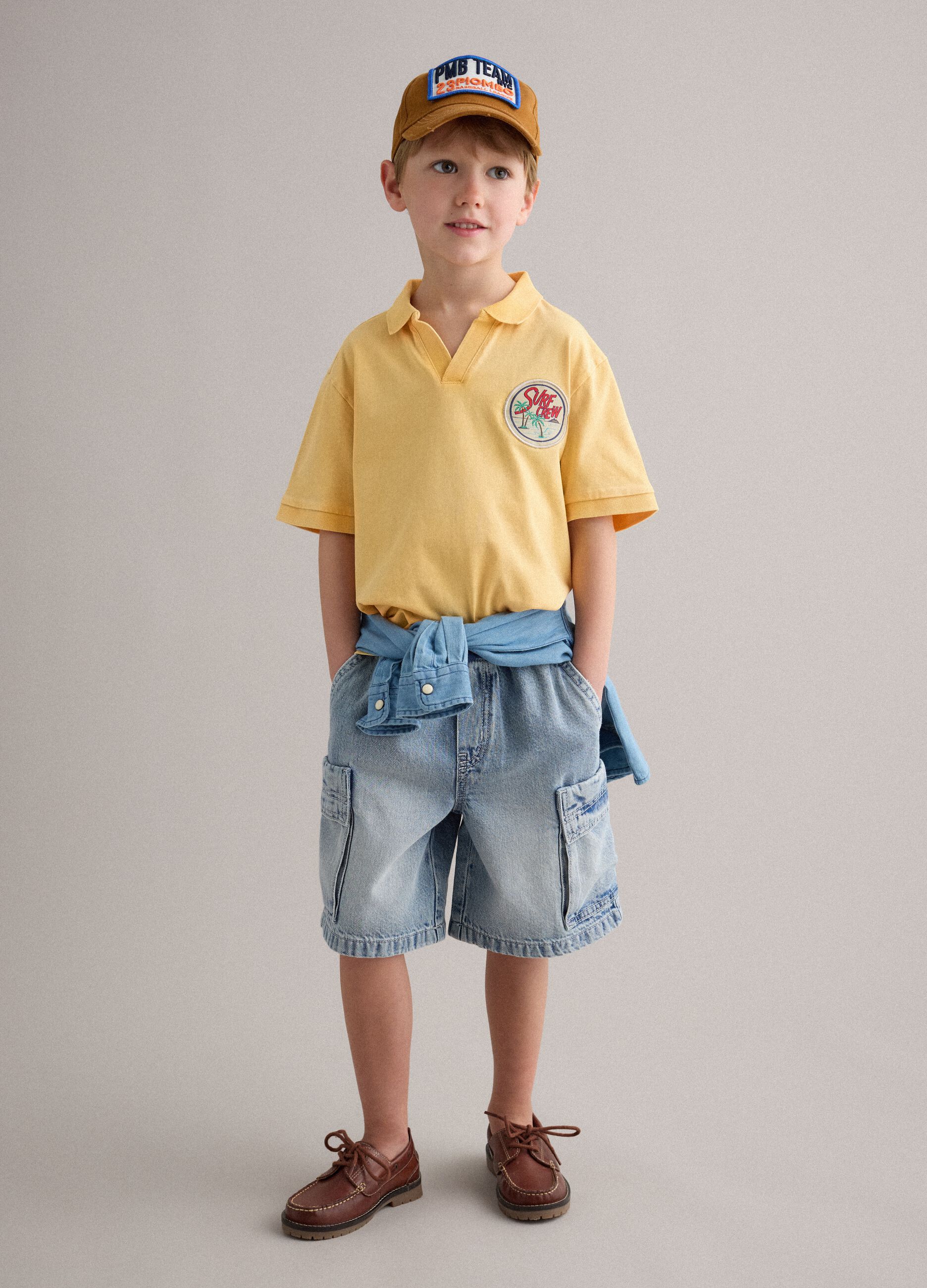 Baggy pure cotton blue shorts for boys