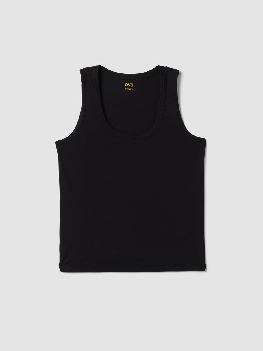Black stretch viscose tank top_4