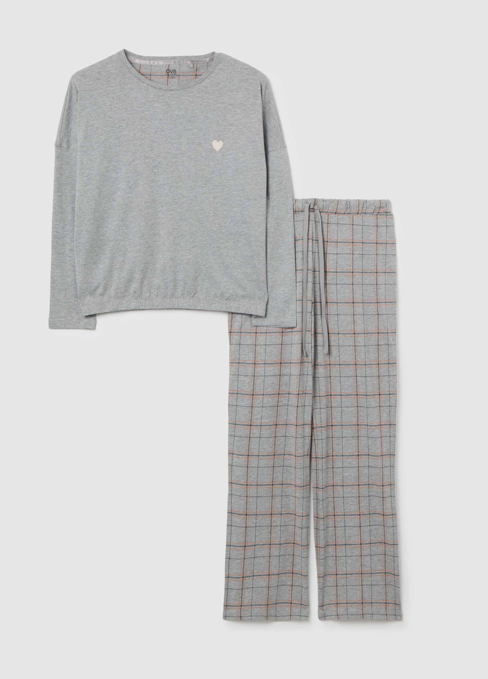 Grey Pyjamas with Heart Details