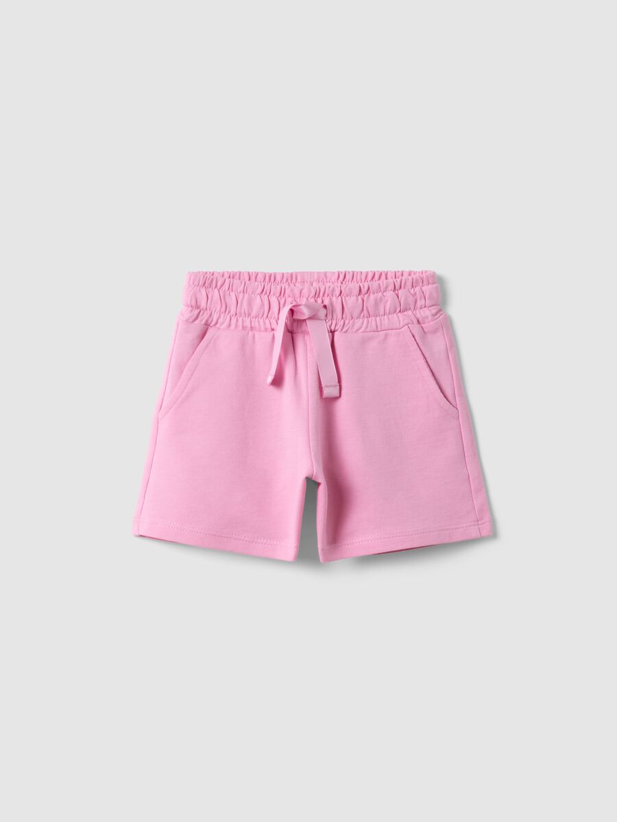 Girls' pink pure cotton shorts with regular fit_0