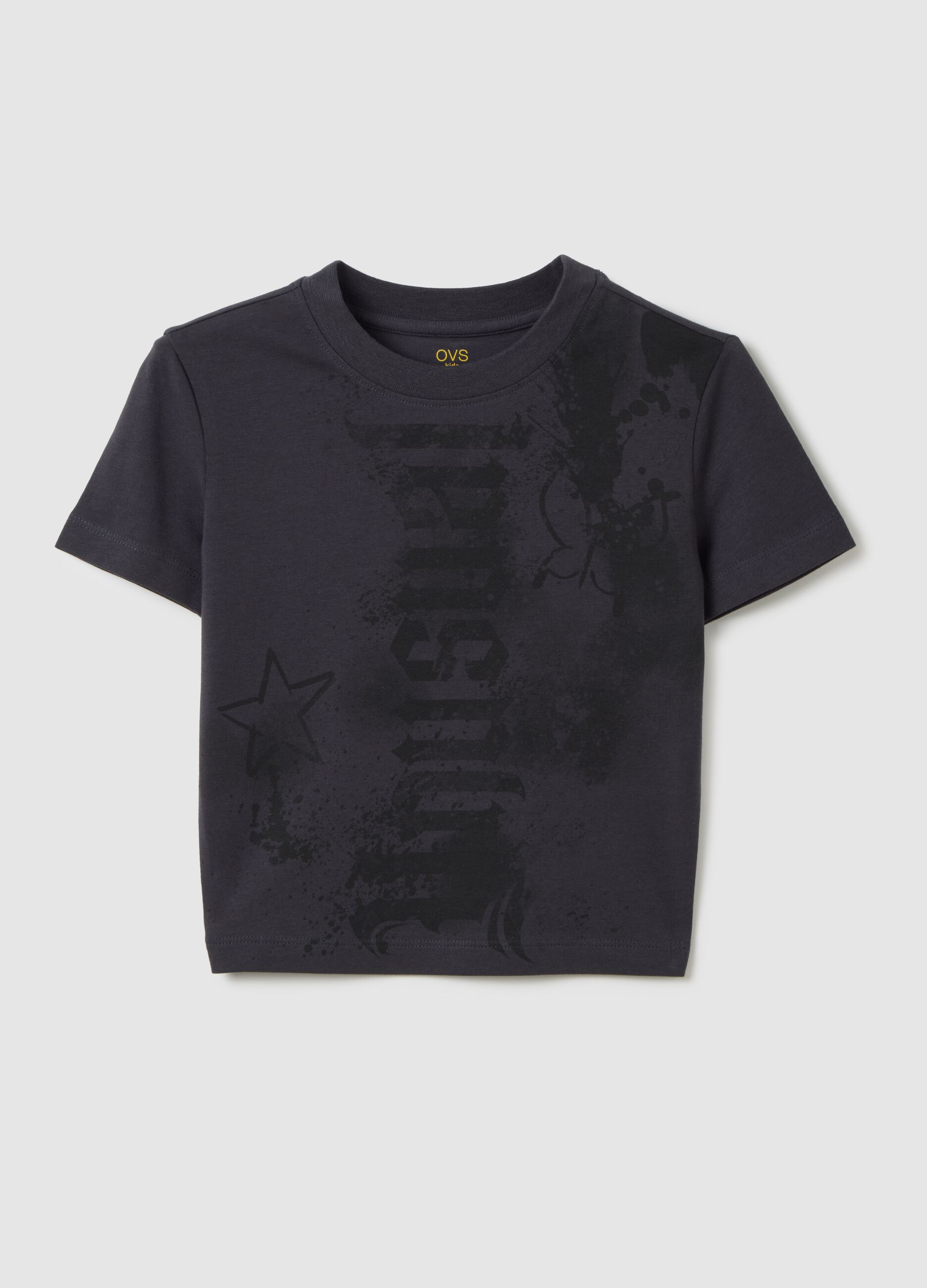 T-shirt da ragazza in cotone elasticizzato nero fitted