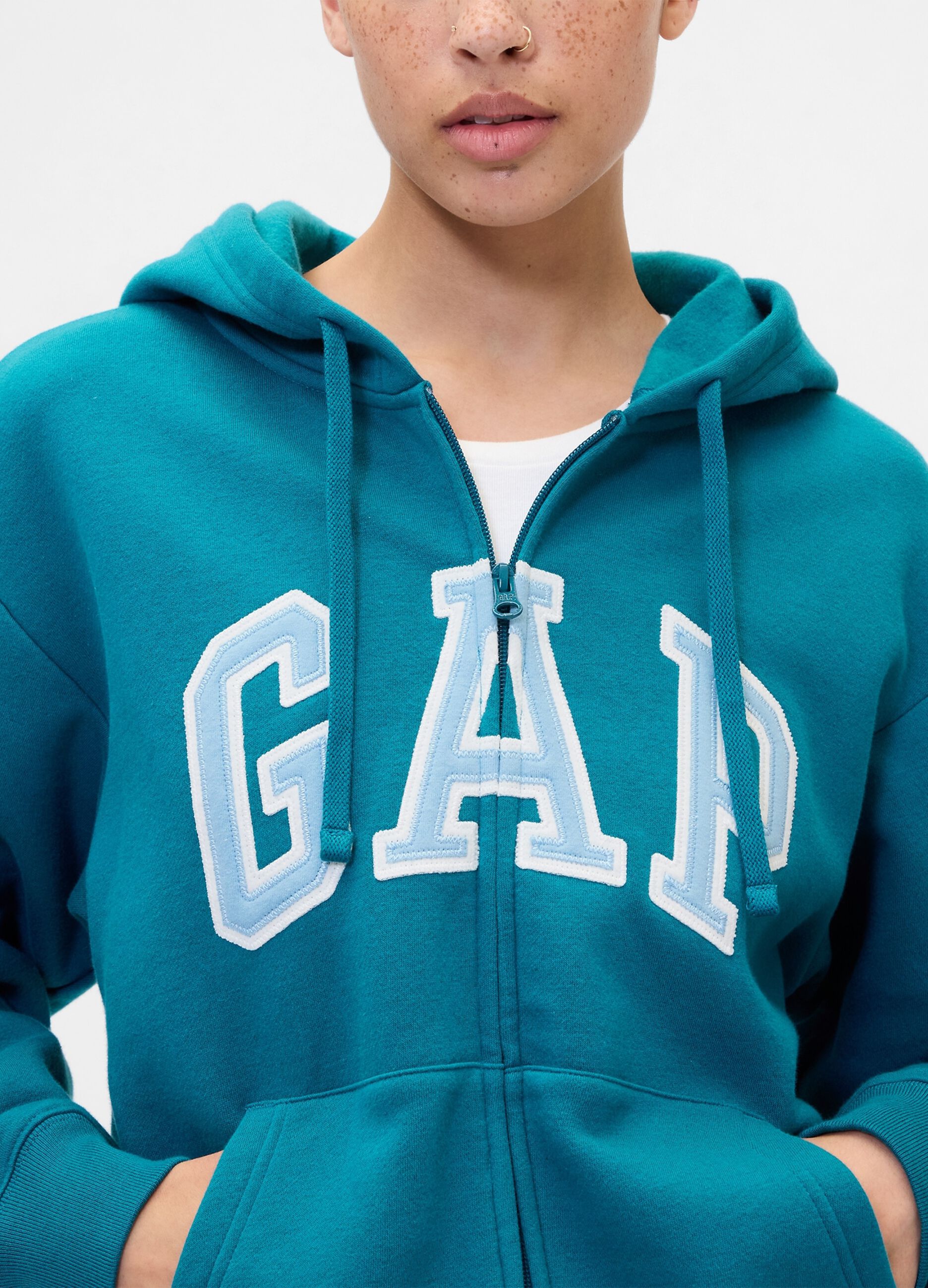 Blue Hoodie with Full Zip