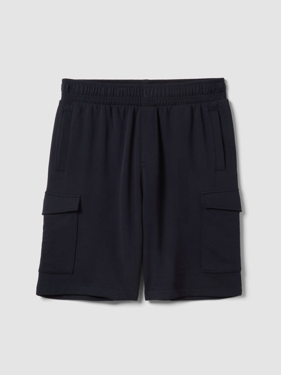 Bermuda neri in misto cotone con tasche cargo_0
