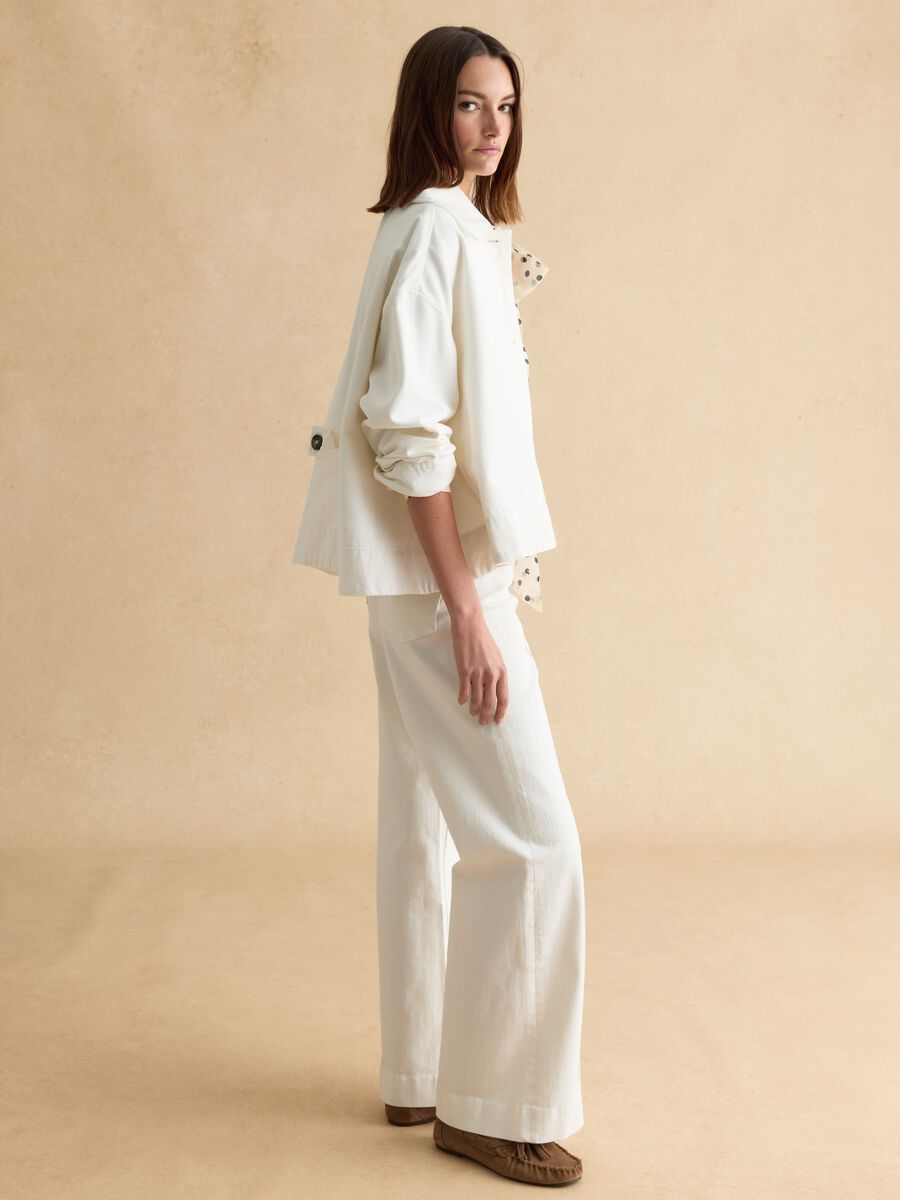 White pure cotton jacket with buttons, regular fit_0