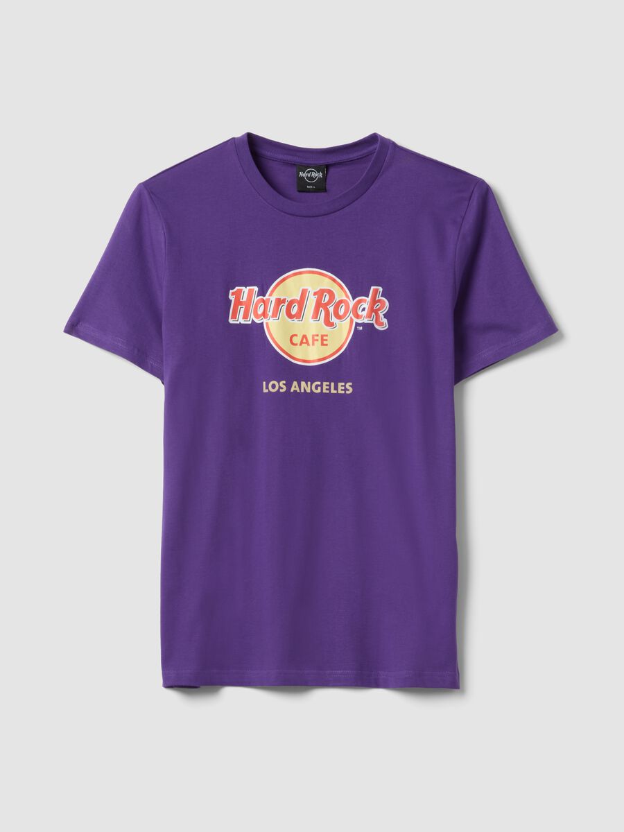 T-shirt viola con stampa Hard Rock Cafe in puro cotone regular fit_0