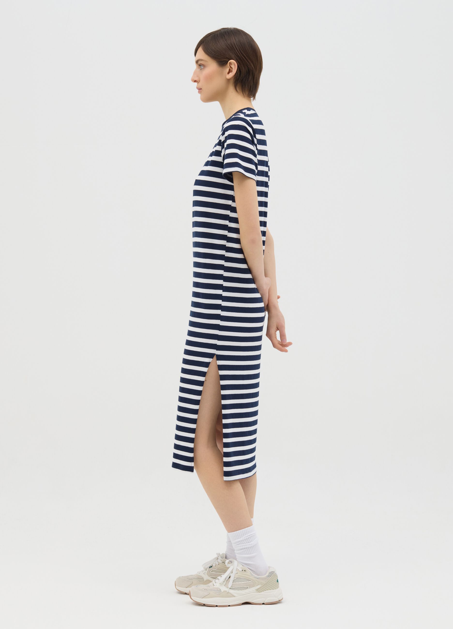 Abito midi da donna in cotone elasticizzato multicolor