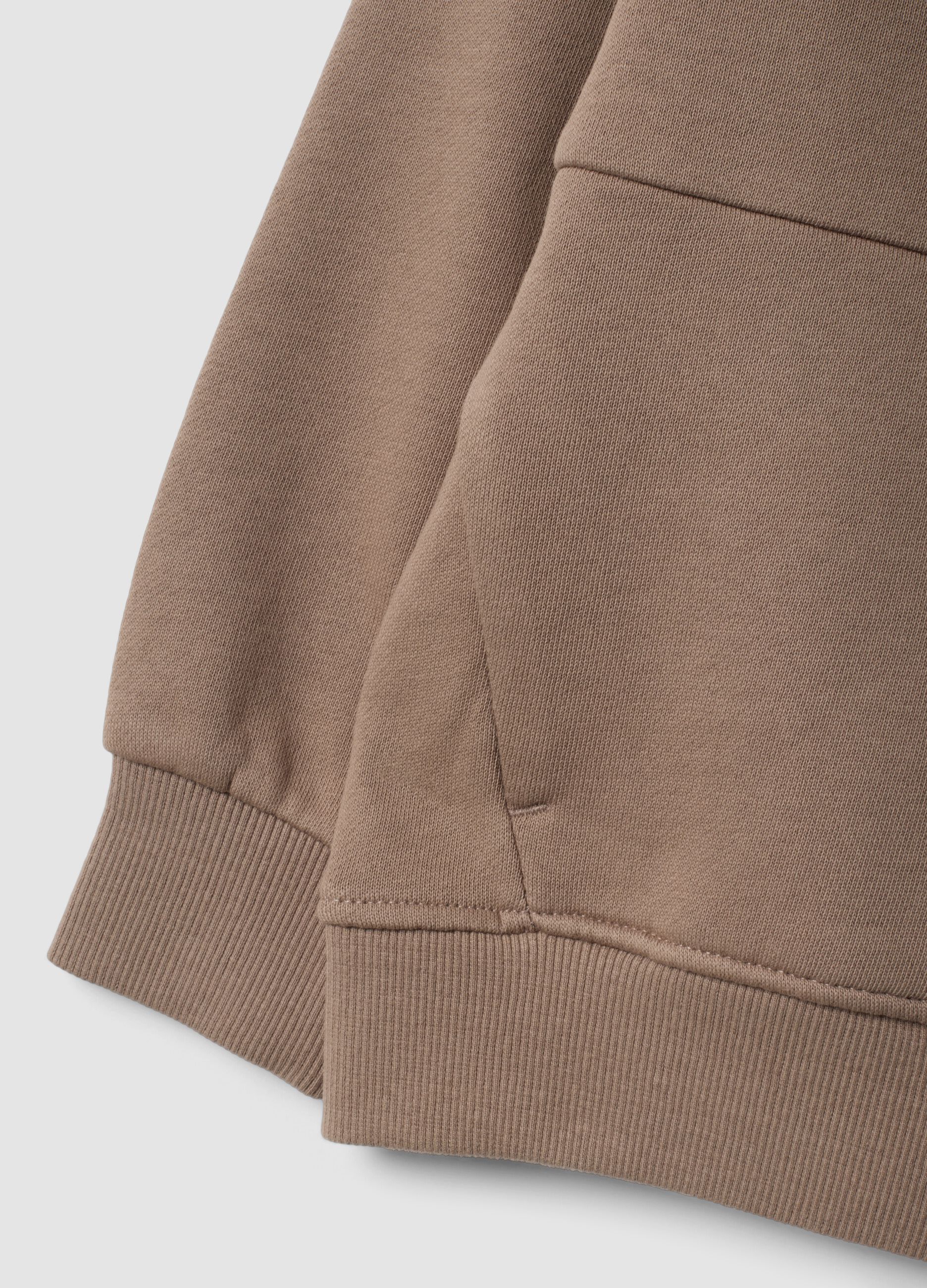 Felpa marrone con cappuccio in puro cotone organico over fit per bambino