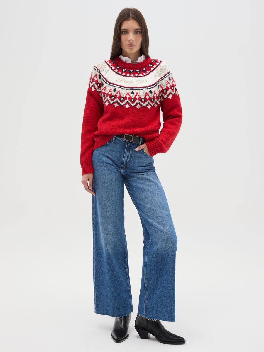 Multicolour regular fit pullover with Christmas motif_1