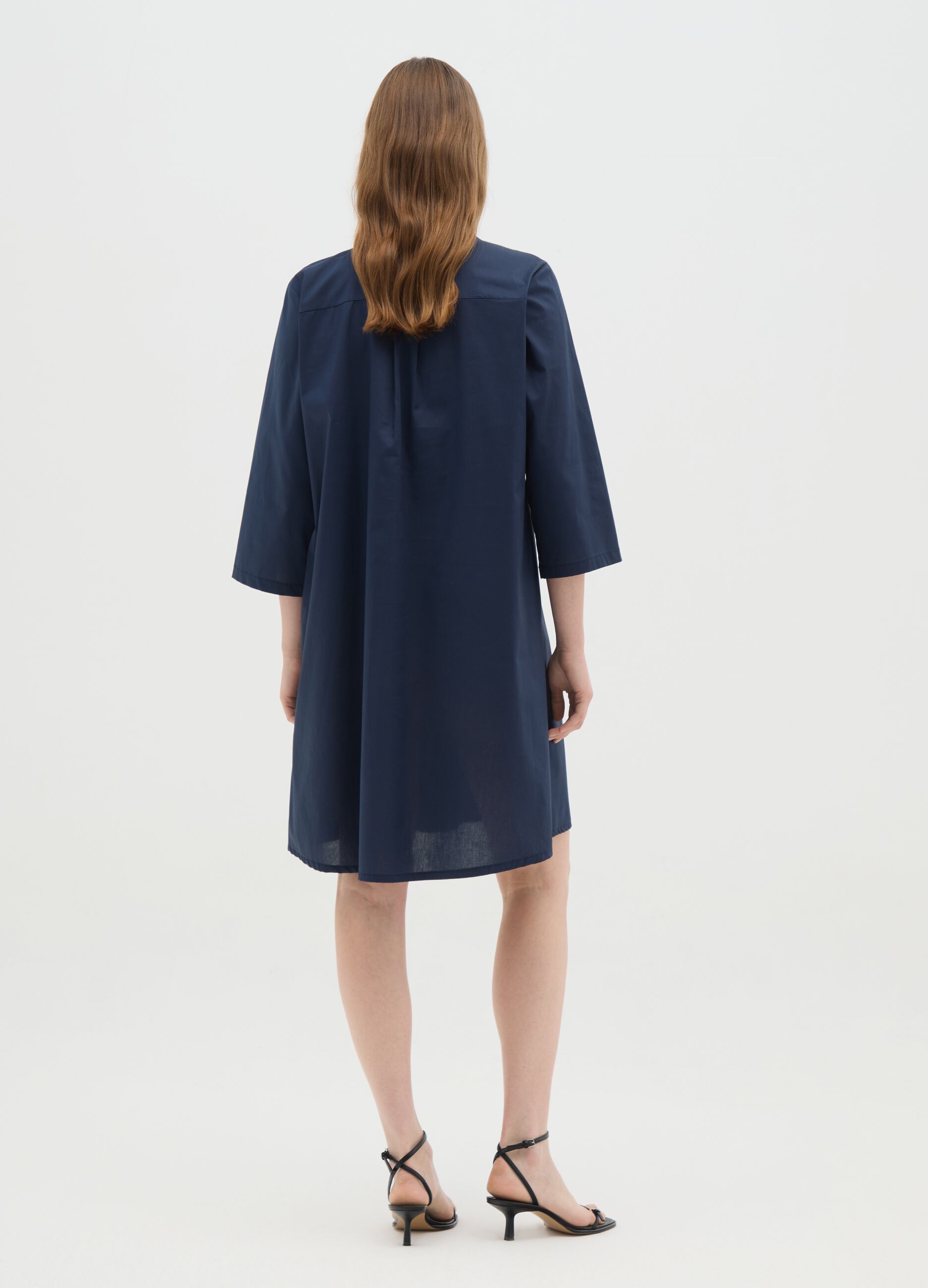 Abito camicia da donna in cotone blu regular fit