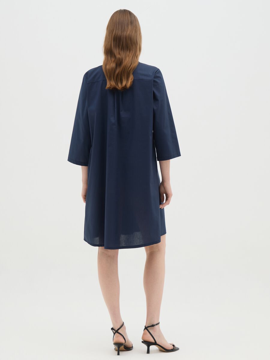 Women's Blue Cotton Shirt Dress Regular Fit_3