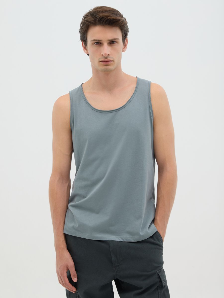 Men's green pure cotton vest regular fit_0