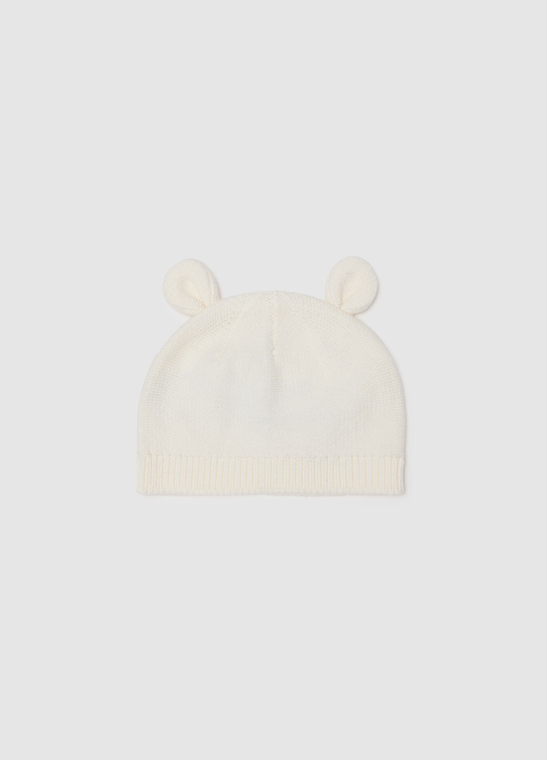 White newborn cap in pure cotton with ears