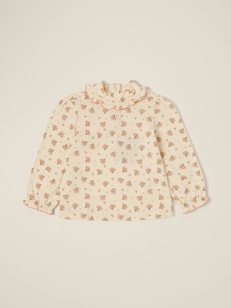 White long-sleeve top with floral print_0