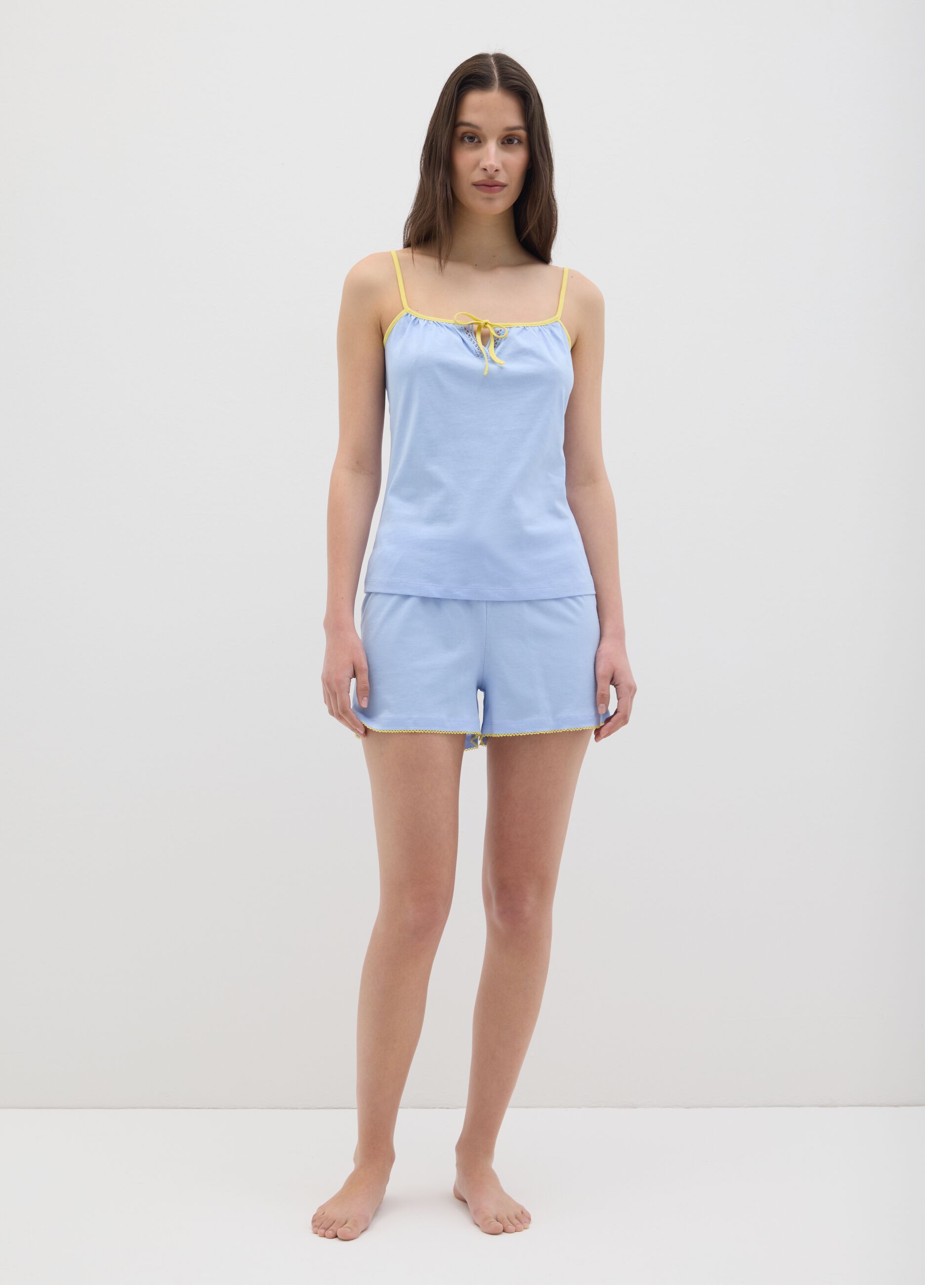 Completo pigiama da donna in puro cotone multicolor regular fit