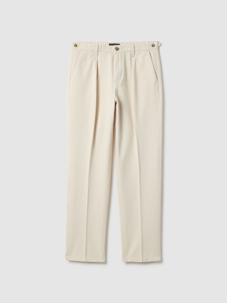 Pantaloni chino in puro cotone beige regular fit_0