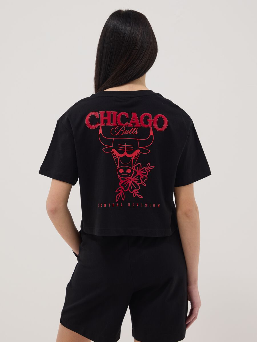 T-shirt in puro cotone nero da ragazza relaxed fit Chicago Bulls_2