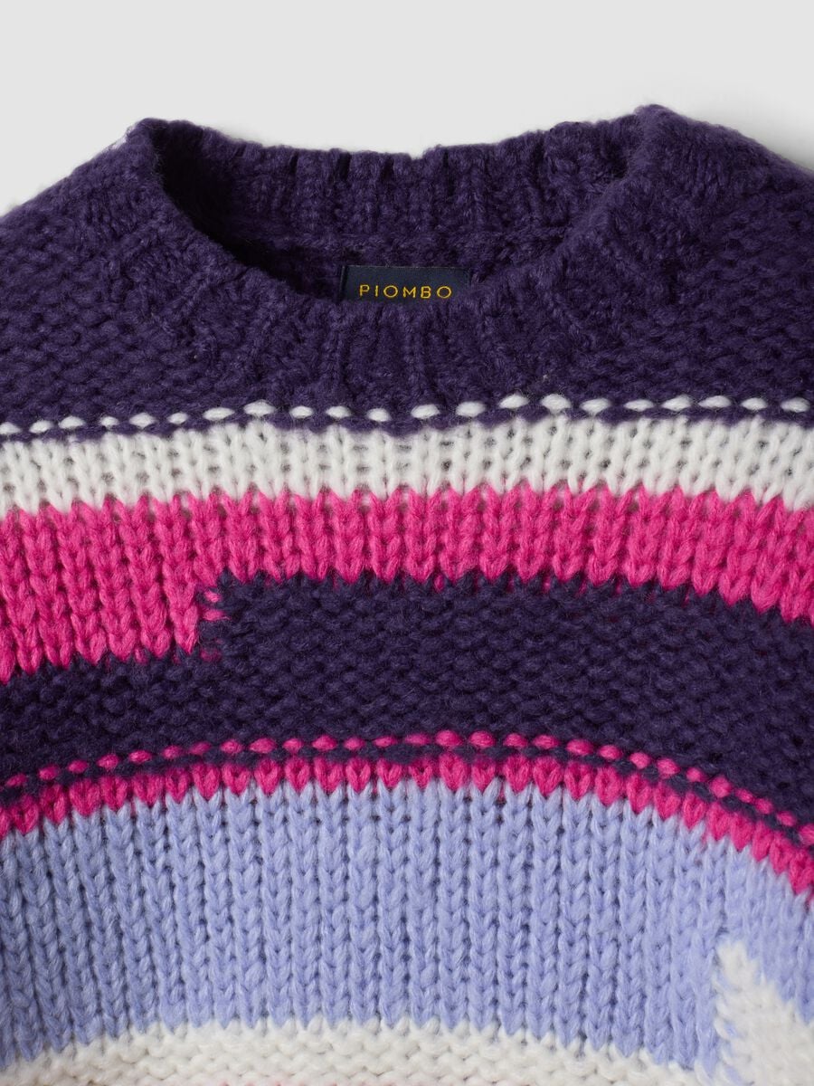 Maglia viola a righe girocollo regular fit_1