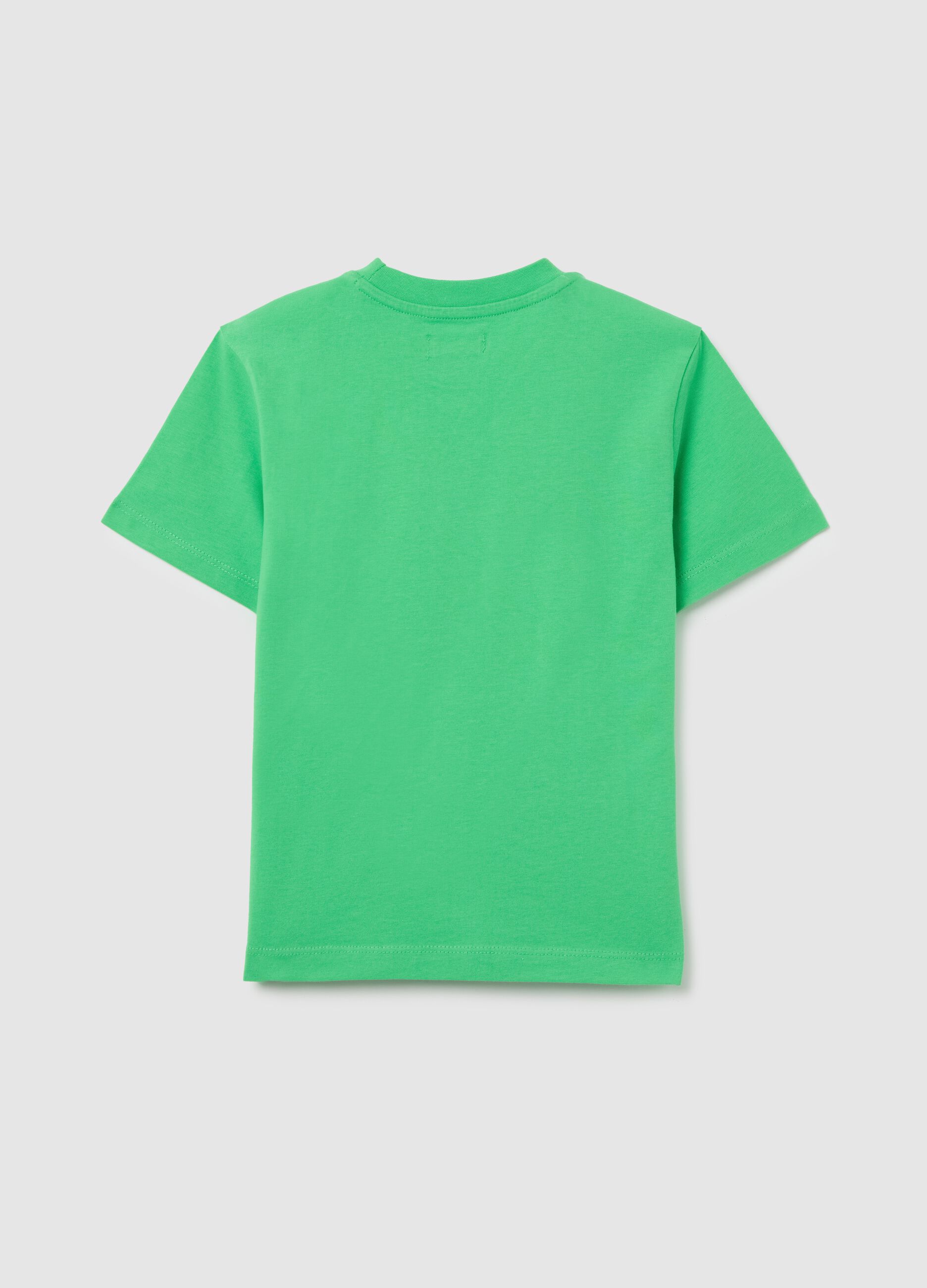 T-shirt verde in cotone con scollo rotondo