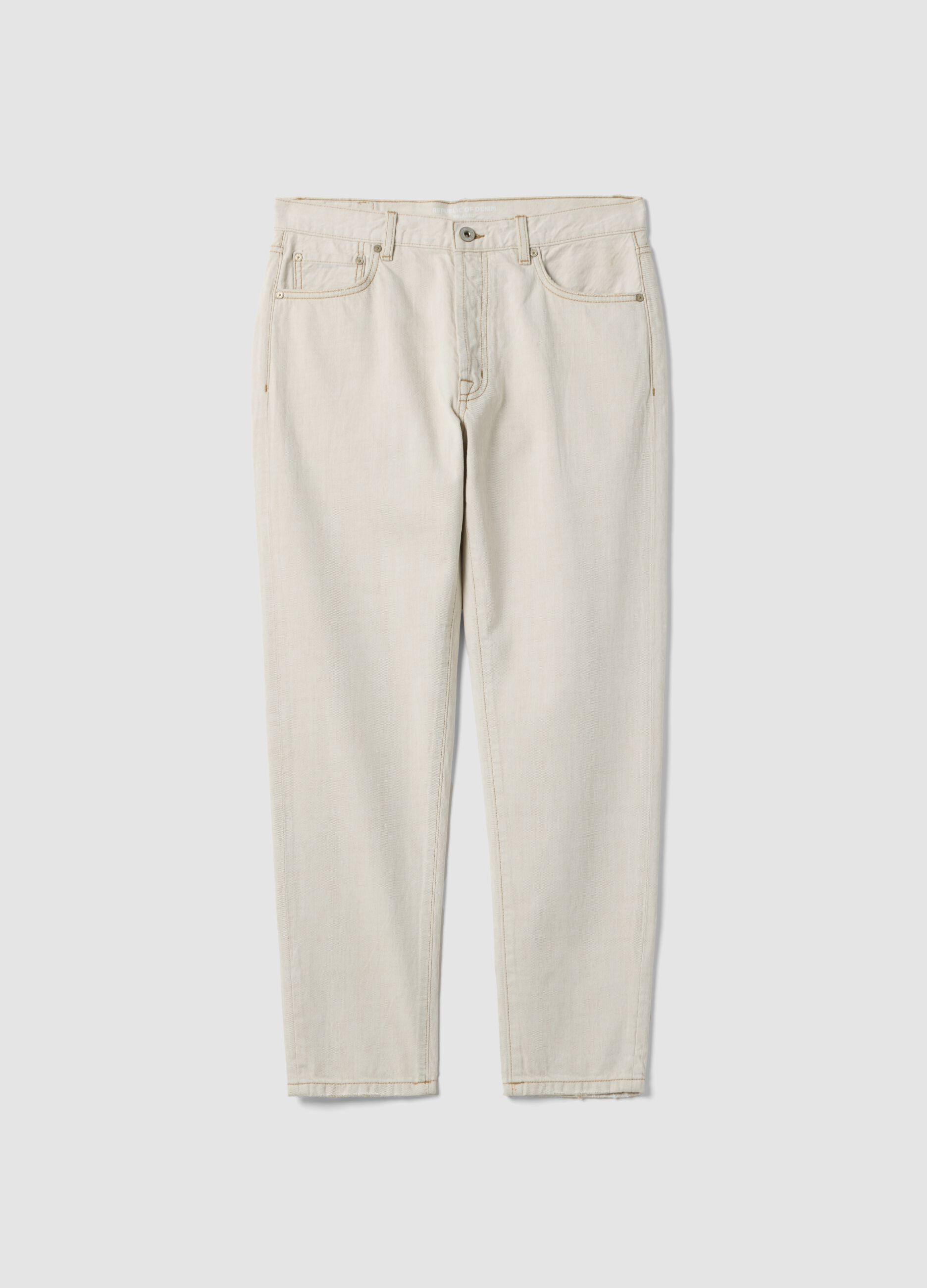 Beige denim jeans in pure cotton, relaxed fit