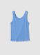 Light blue pure cotton ribbed regular-fit tank top_4