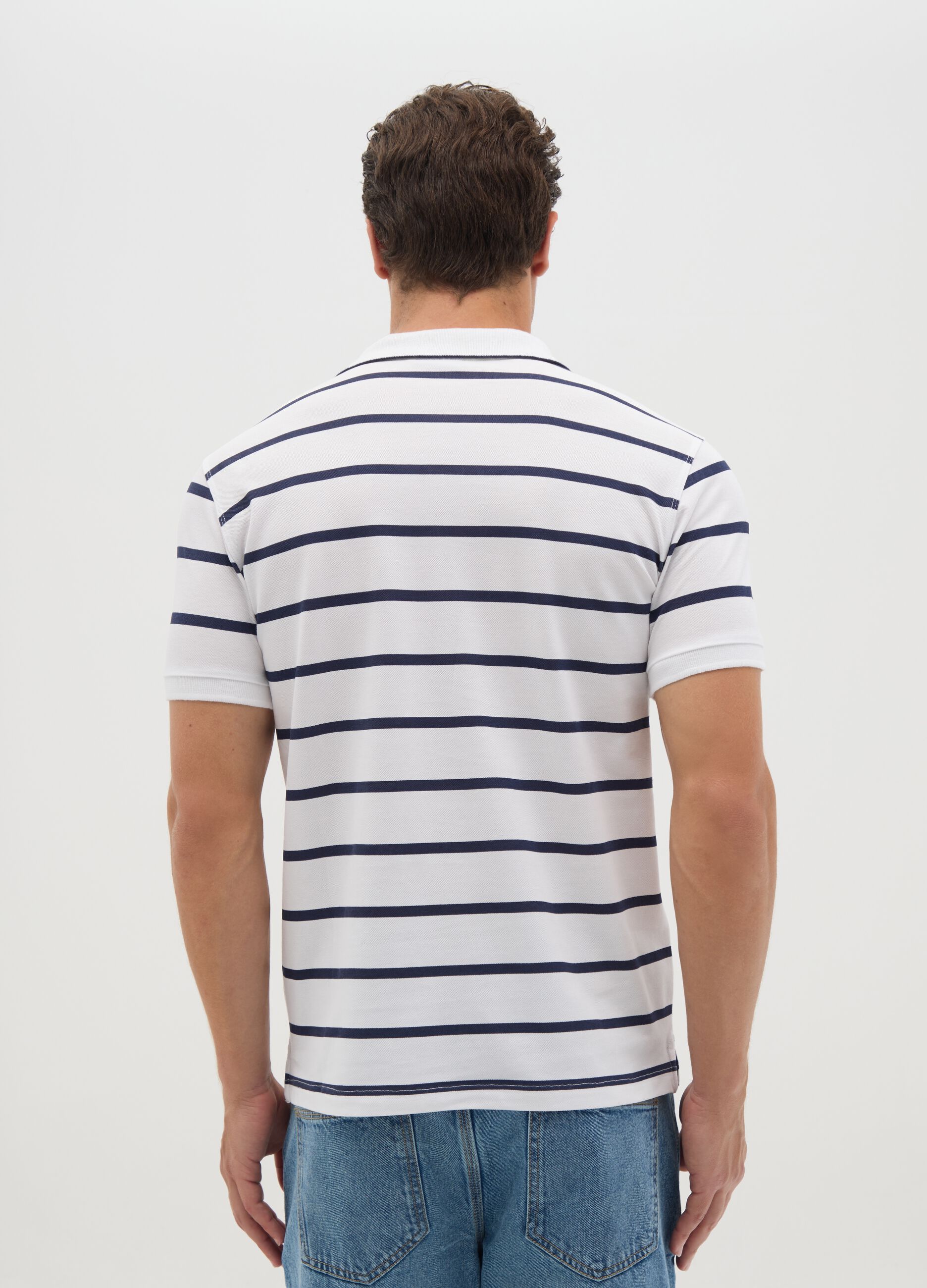 Men's Polo Shirt in Pure Multicolour Cotton