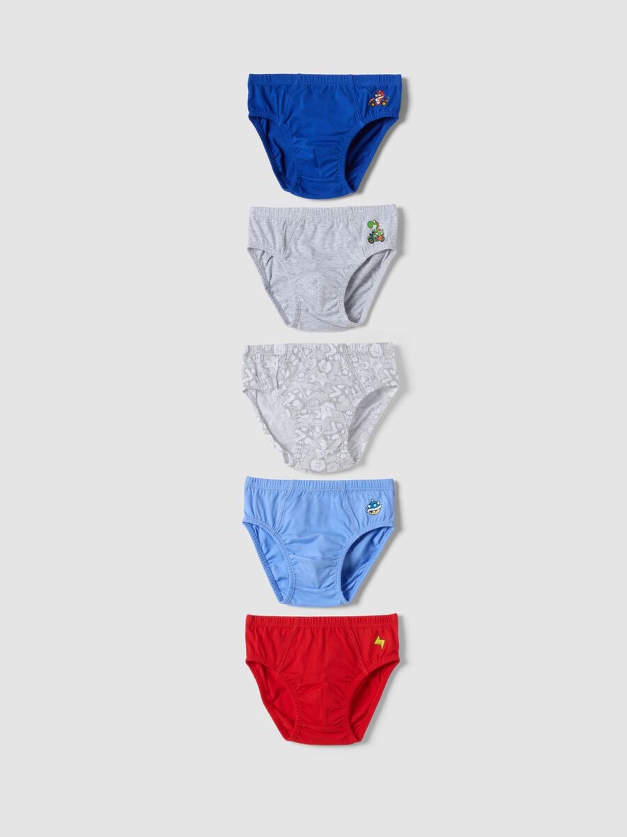 Multipack di cinque slip multicolor in puro cotone organico a tema Mario Kart_0