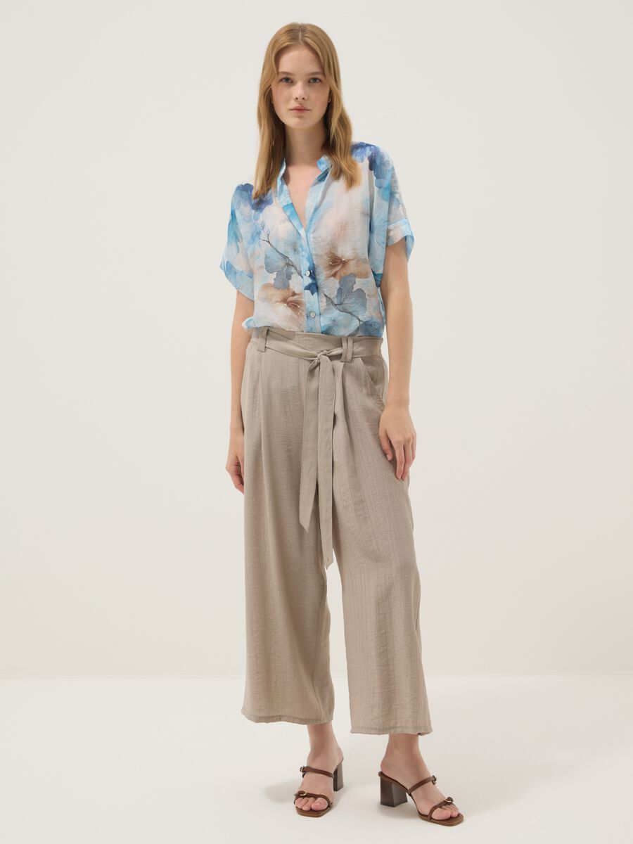 Camicia azzurra in misto lyocell con stampa floreale_2
