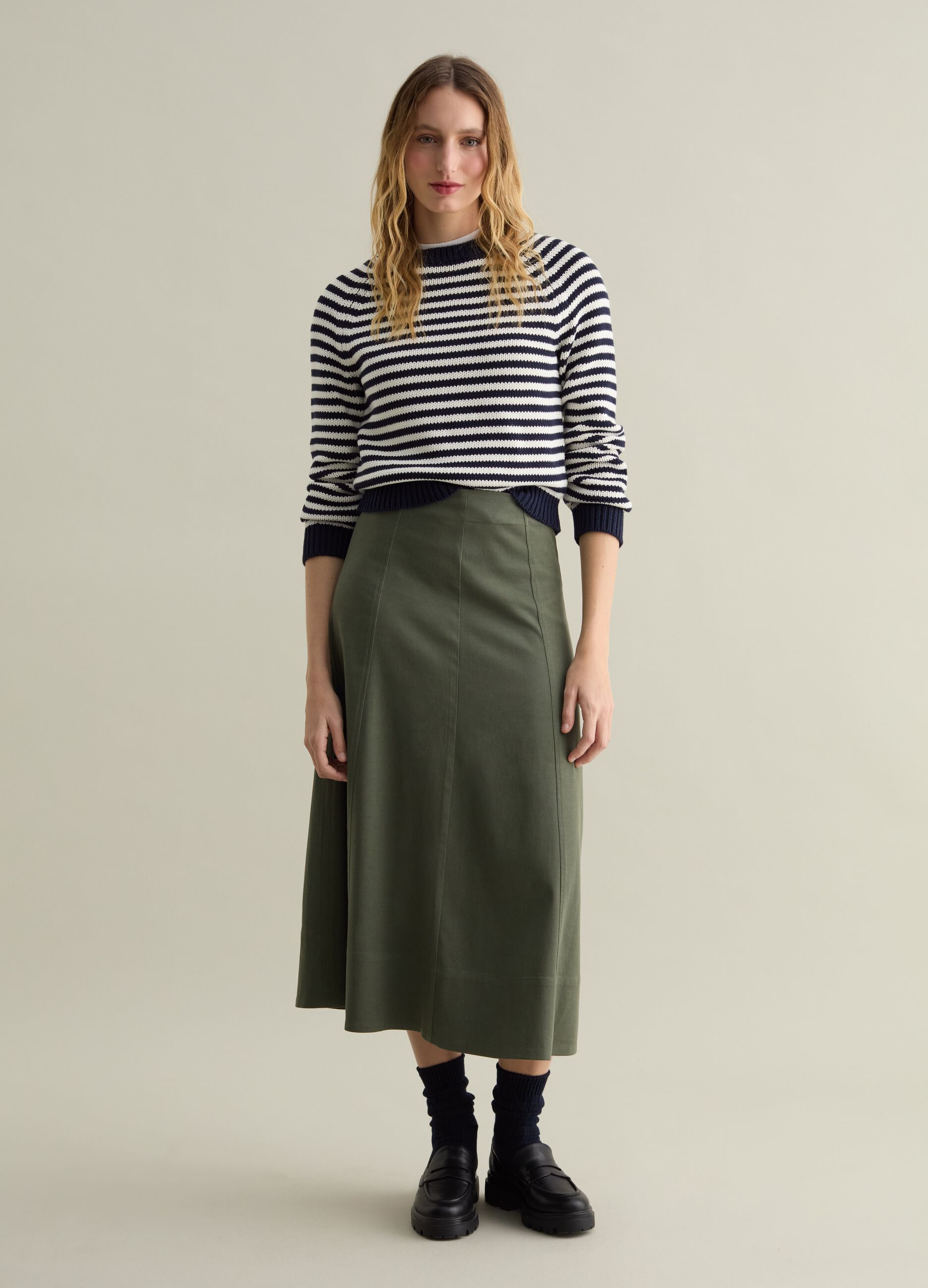 Striped pullover with raglan sleeves