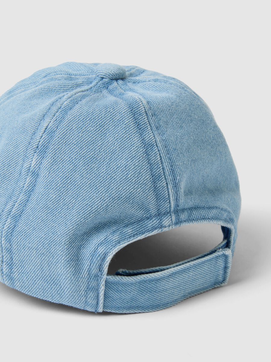 Children's pure cotton denim blue cap with boat embroidery_2