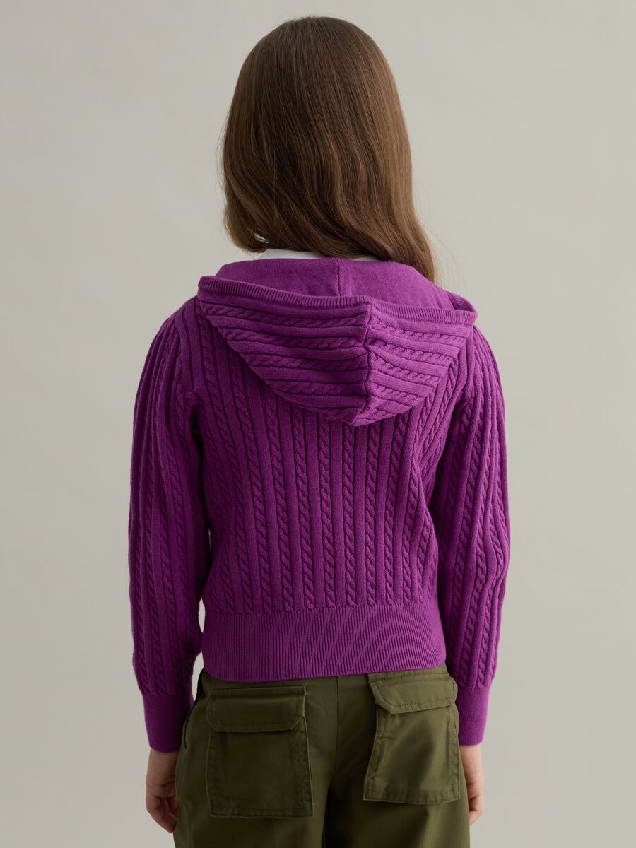 Cable-knit full-zip cardigan with hood_1