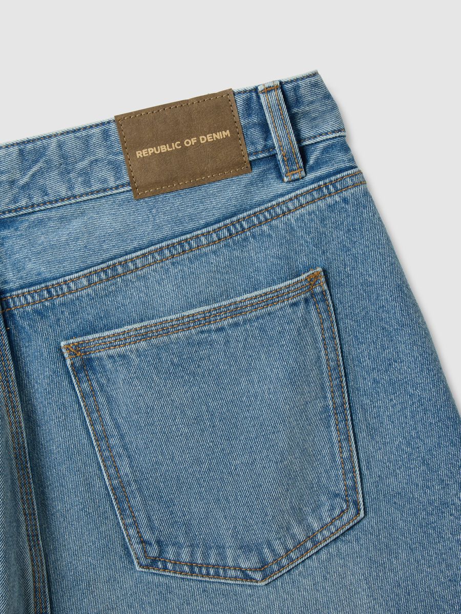 Blue slim fit pure cotton jeans_5