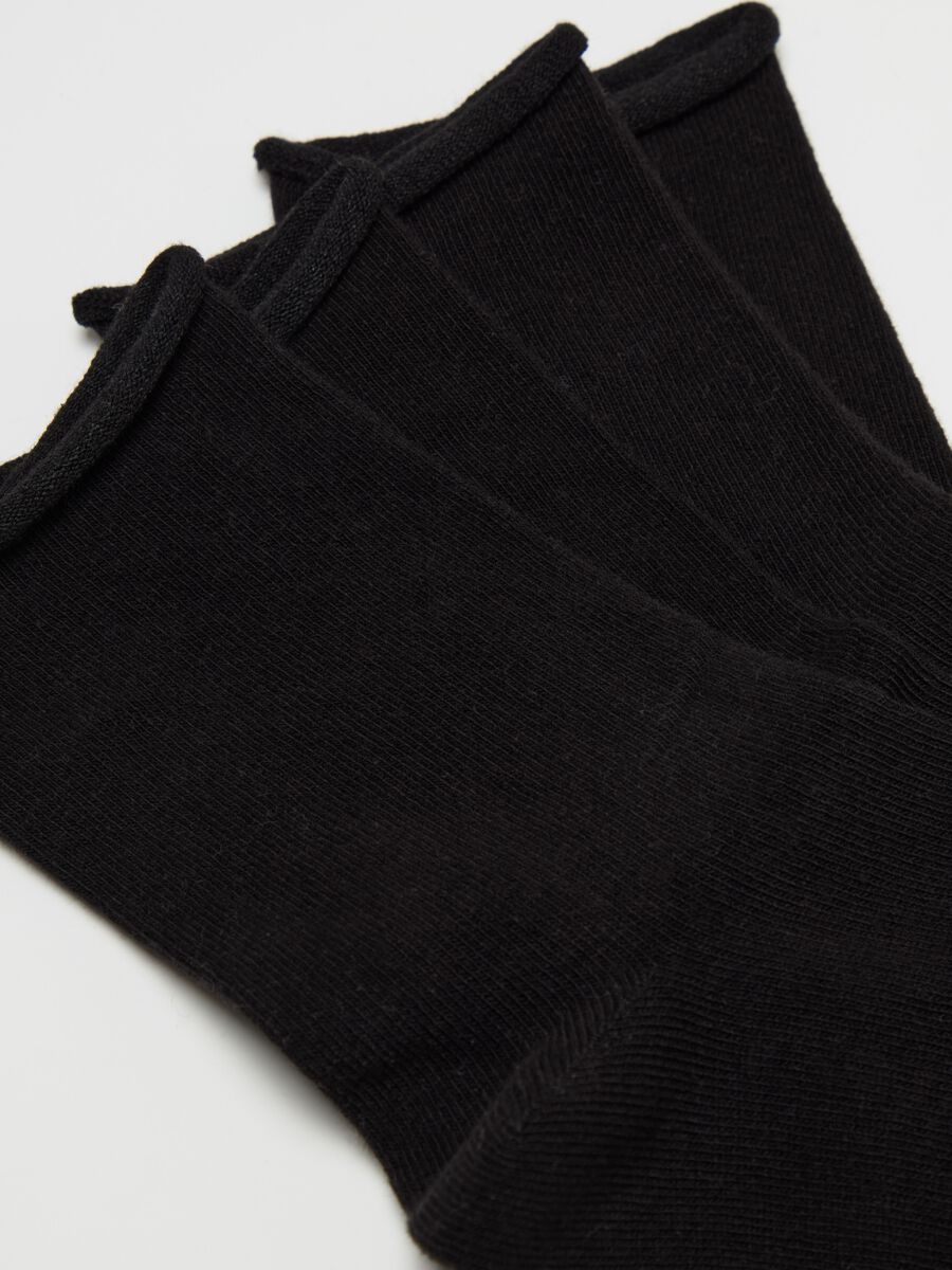 Three-pair pack short socks with rolled edging_1