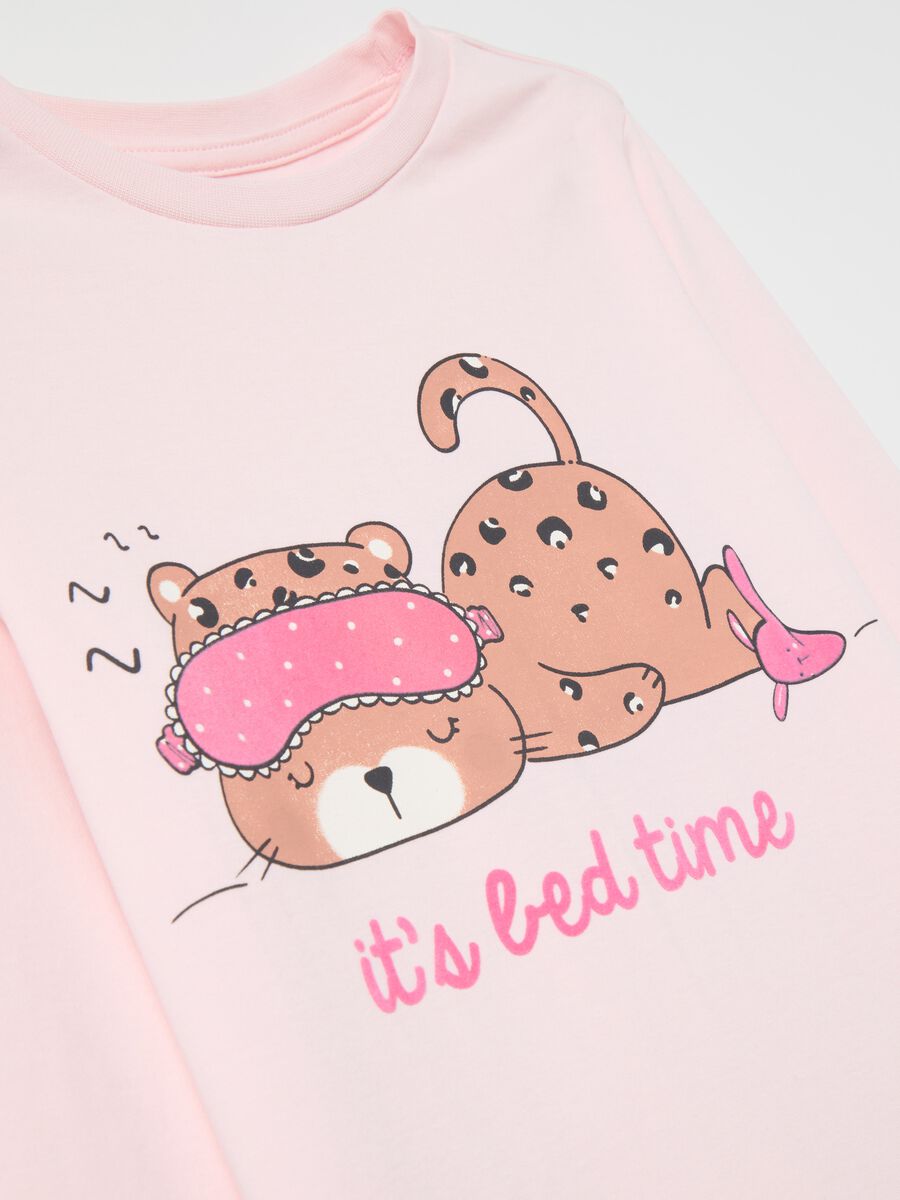 Pyjamas in organic cotton with "It's bed time" print_2