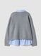 Cardigan grigio con colletto regular fit a coste effetto doppio strato_6
