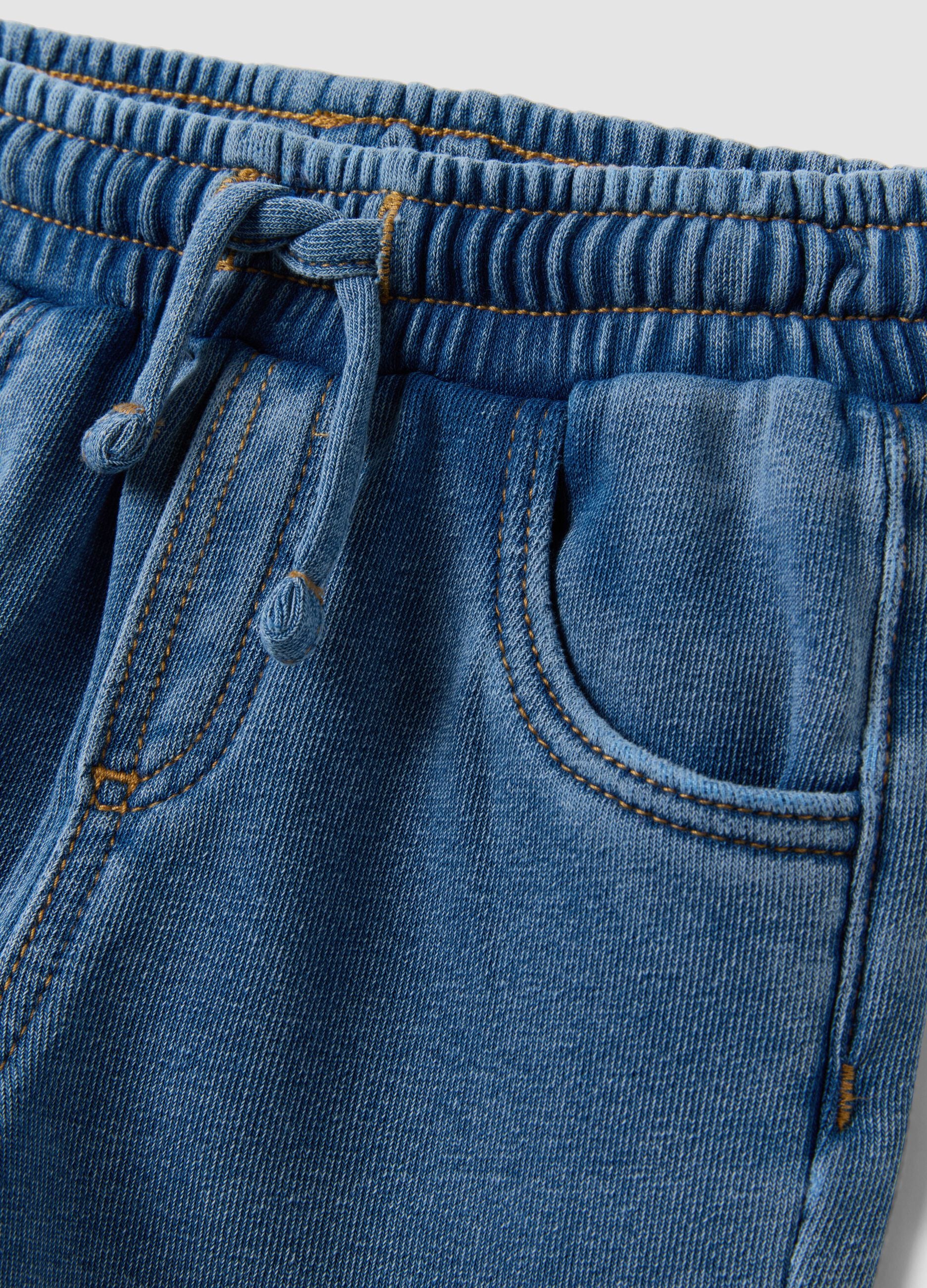 Pantaloni denim blu in misto cotone con vita elasticizzata per bimbo