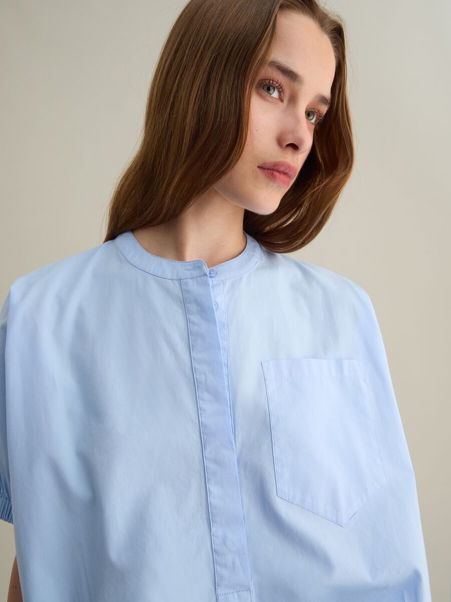 Oversized women’s shirt in light blue 100% cotton_1