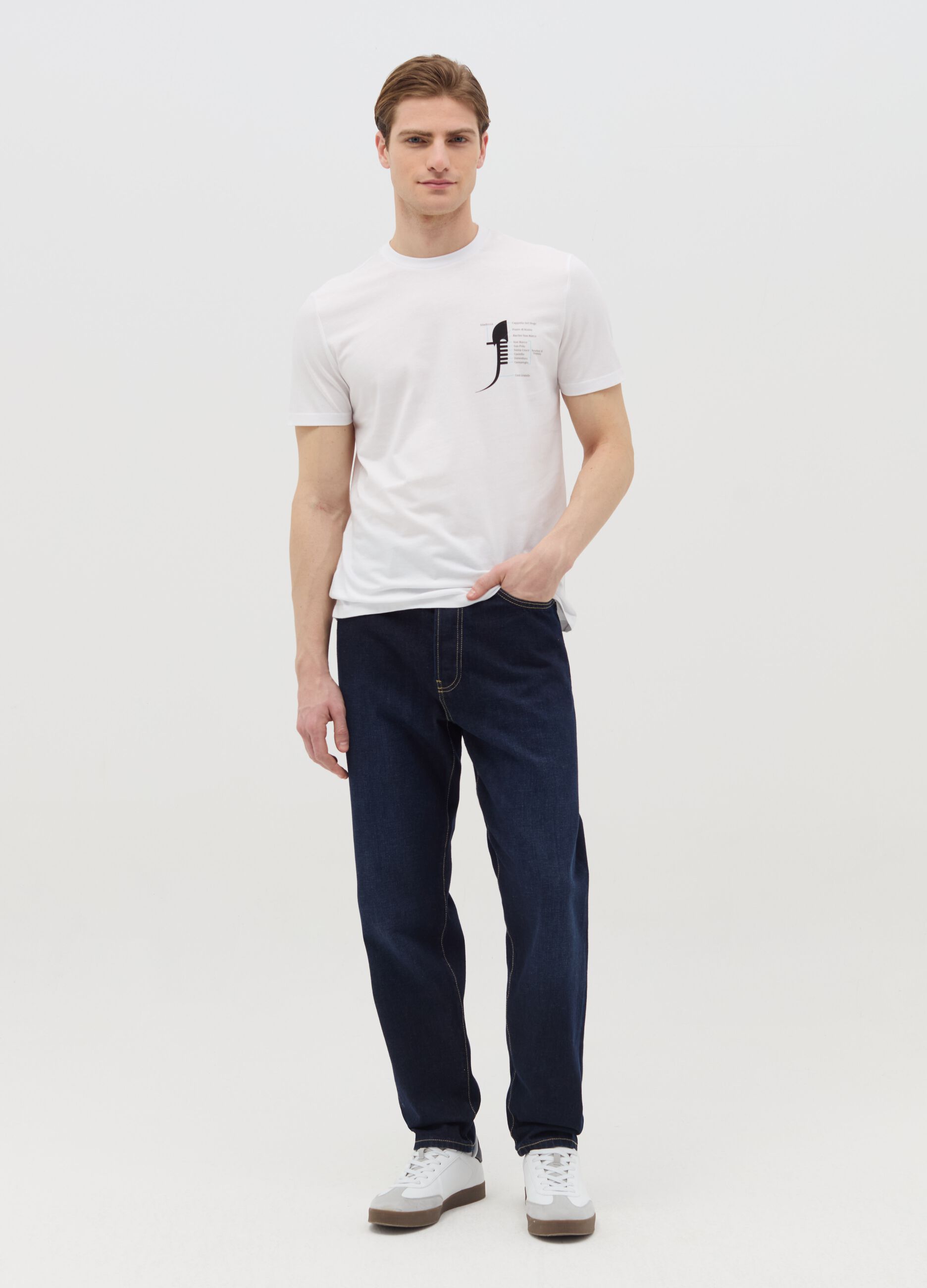 Cotton T-shirt with gondola prow head print