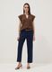 Brown pure cotton T-shirt with crochet details, regular fit_1