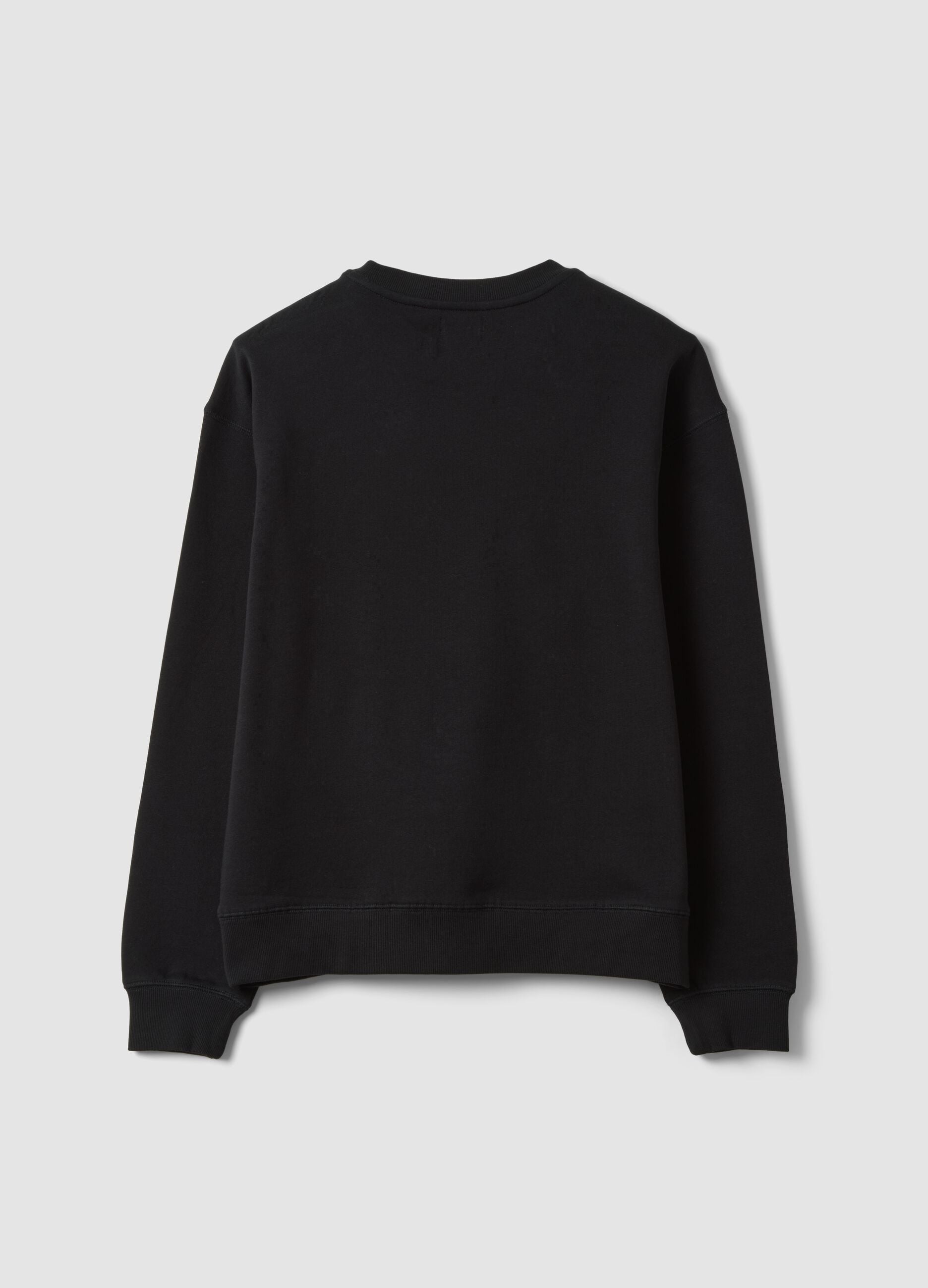 Black pure cotton crew-neck sweatshirt with print